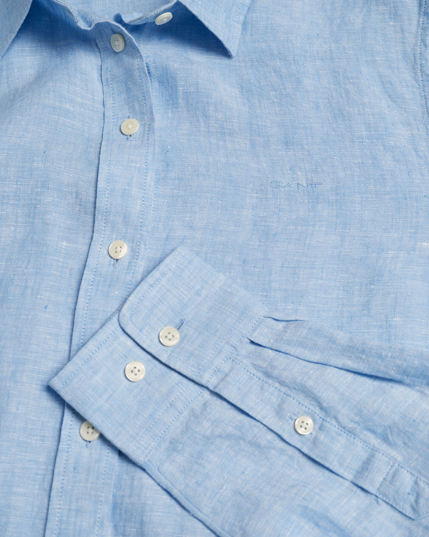 Regular fit ‑mitoitettu pellavainen chambray-paita