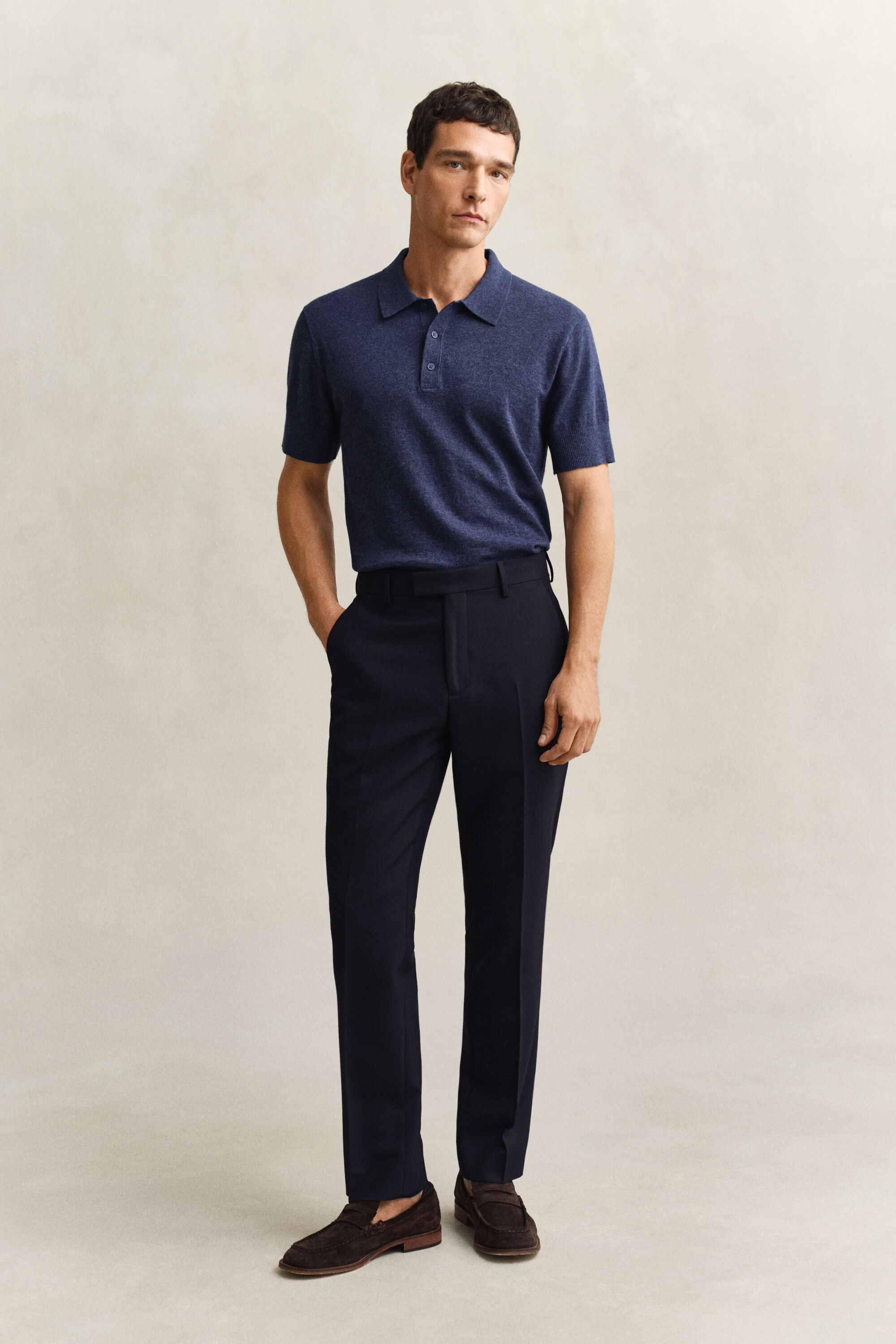 Lyhythihainen pikeepaita slub-puuvillasekoitetta