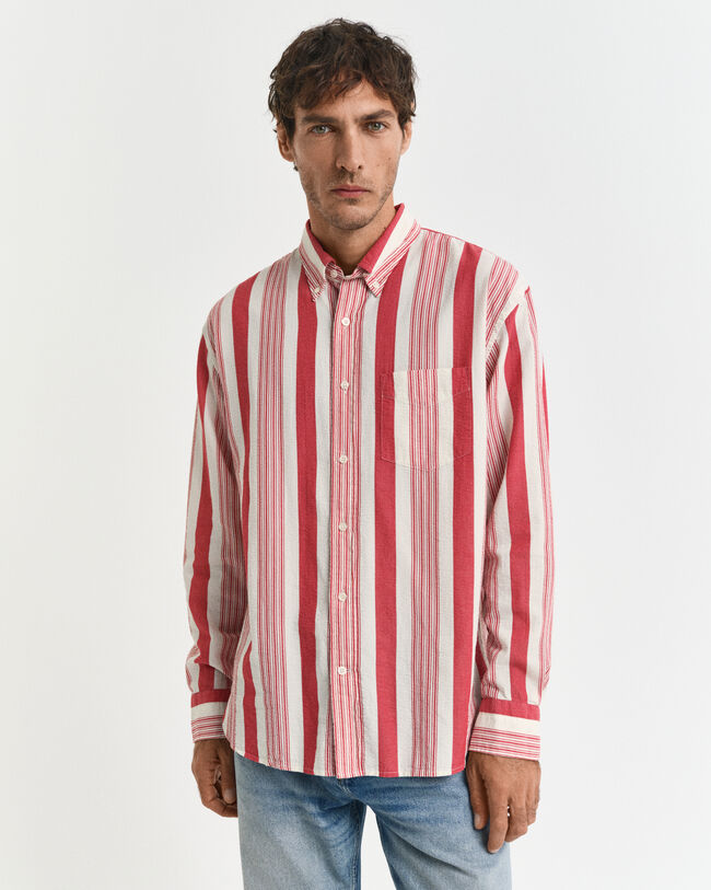 Relaxed fit ‑mitoitettu leveäraitainen seersucker-paita