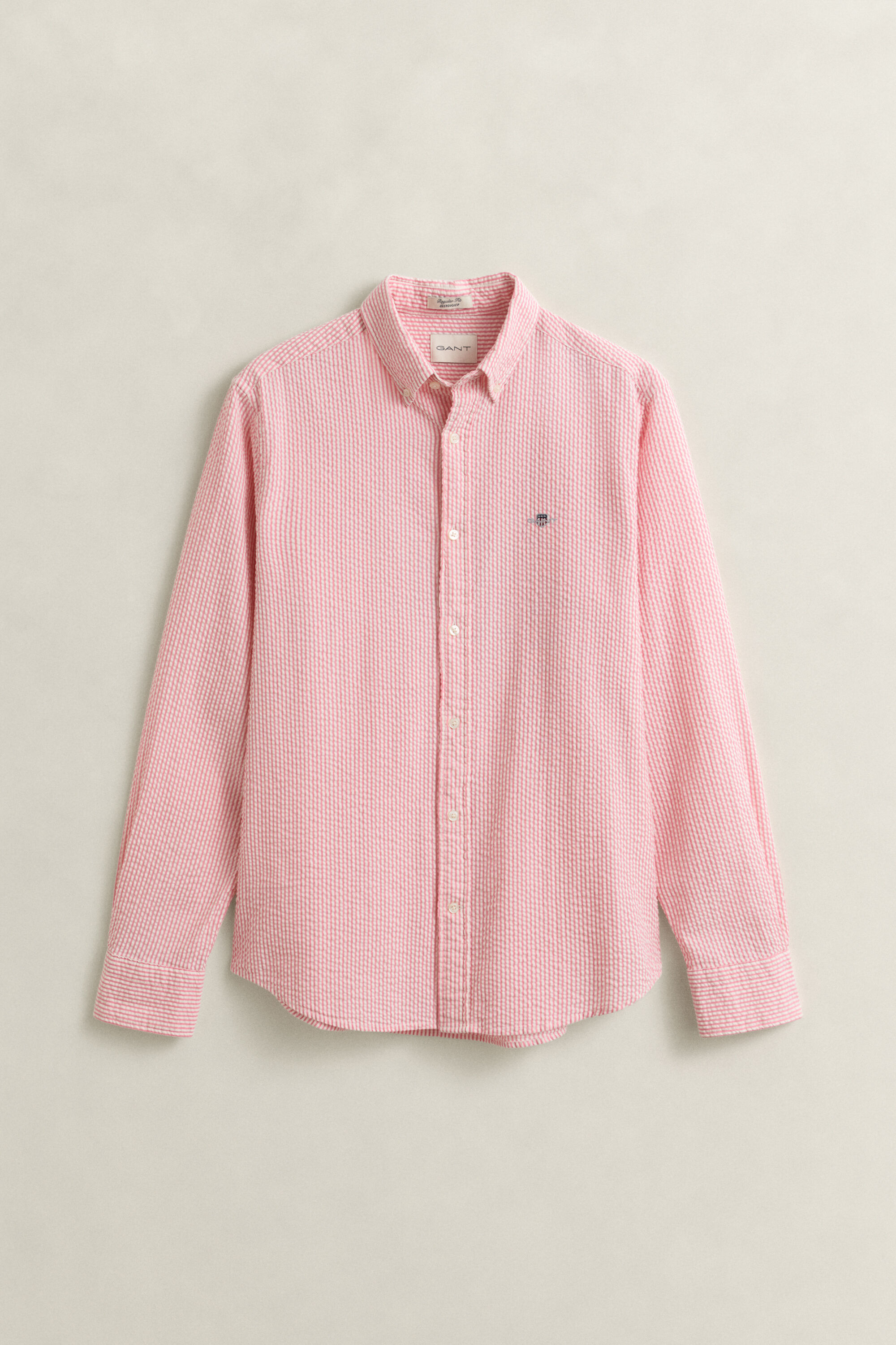 Regular fit ‑mitoitettu seersucker-raitapaita