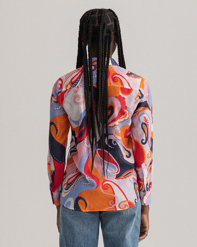 Regular fit ‑mitoitettu paisley-kuvioitu puuvilla-silkkipaita