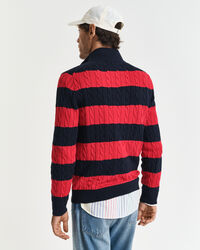 Raidallinen puuvillapalmikkoneule, vetoketjukaulus