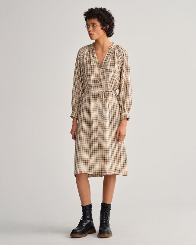 Ruudullinen paitamekko pystykauluksella