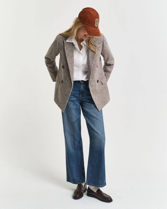 Regular fit ‑mitoitettu kohopintainen villakangasbleiseri