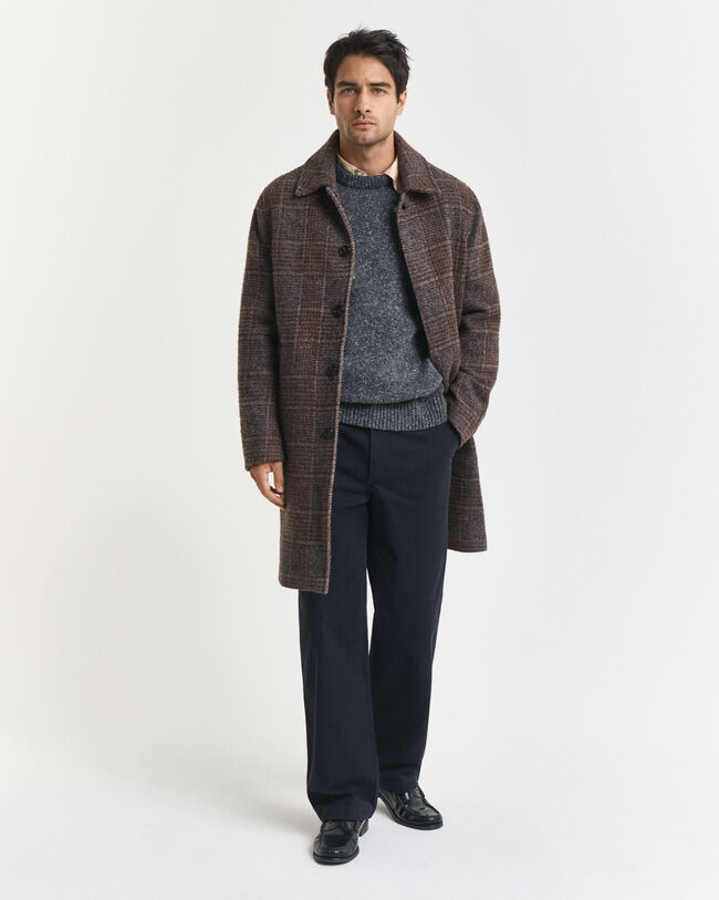 Nyppypintainen villasekoiteneulepusero, pyöreä pääntie