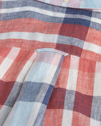 Lyhythihainen regular fit ‑mitoitettu, madrasruutuinen pellavapaita