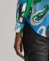 Regular fit ‑mitoitettu paisley-kuvioitu puuvilla-silkkipaita