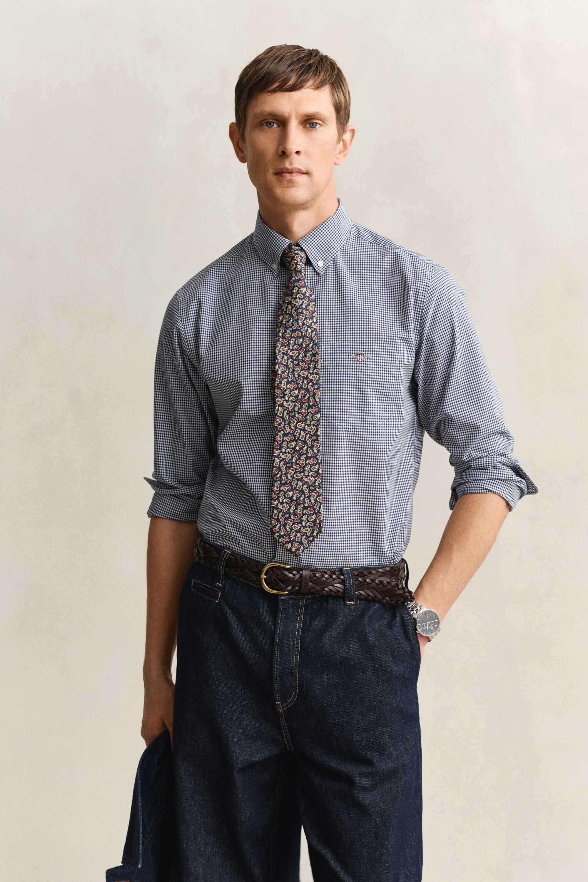 Gingham-ruudullinen Classic-popliinipaita