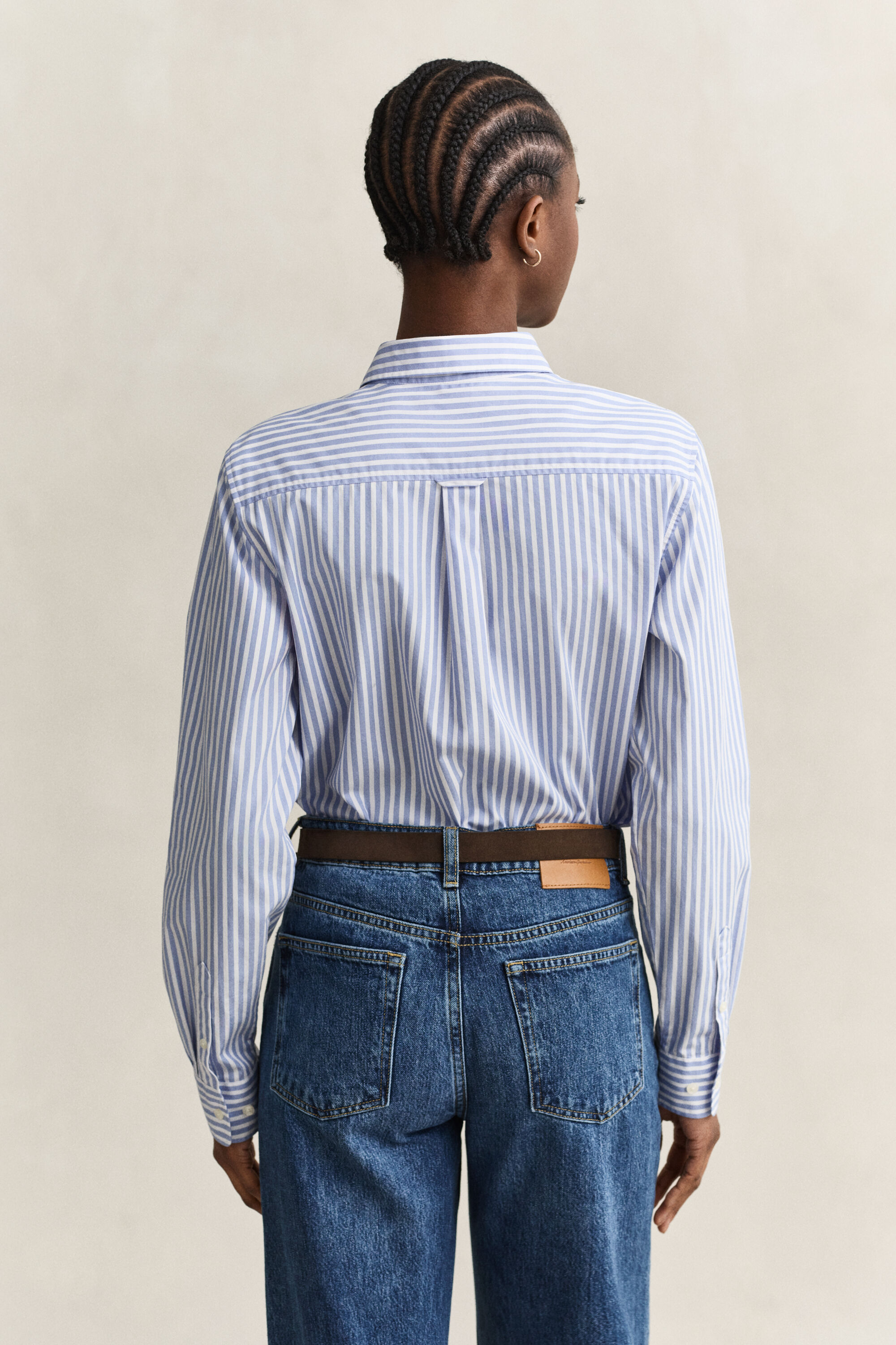Regular fit ‑mitoitettu klassinen popliiniraitapaita