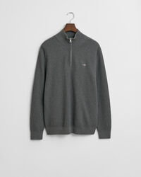 Kohopintainen puuvillaneulepusero, vetoketjukaulus