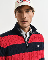 Raidallinen puuvillapalmikkoneule, vetoketjukaulus