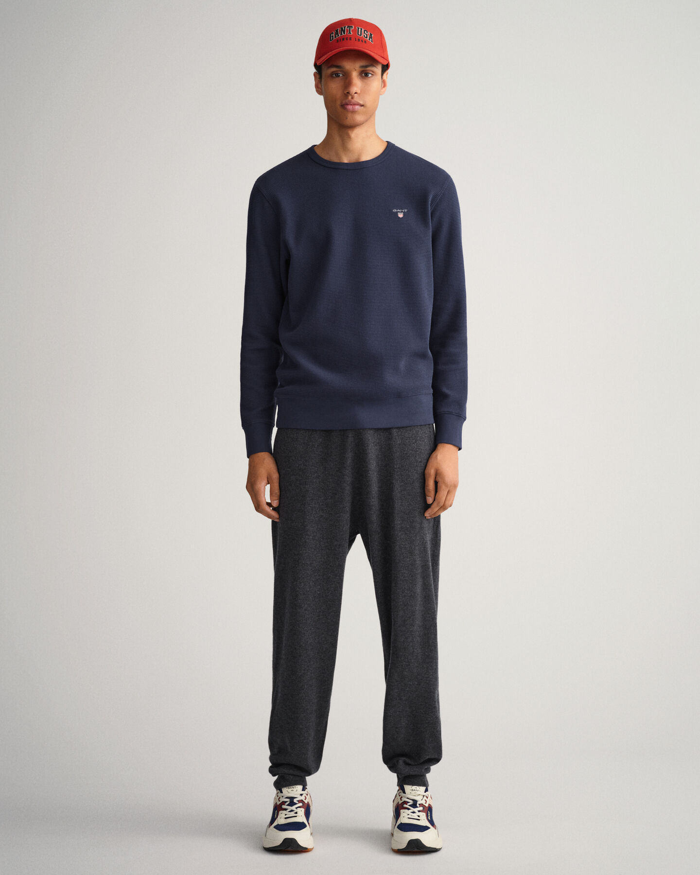 Vohvelikuvioinen collegepaita, pyöreä pääntie