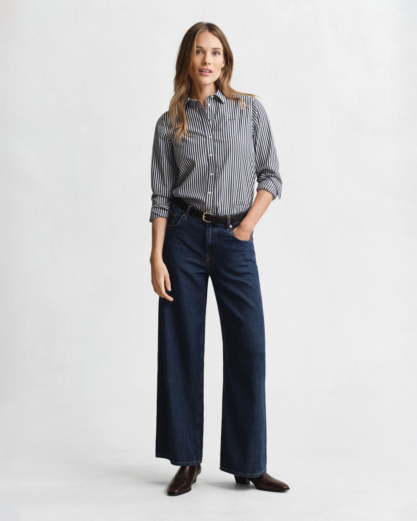 Regular fit ‑mitoitettu raidallinen Classic-popliinipaita