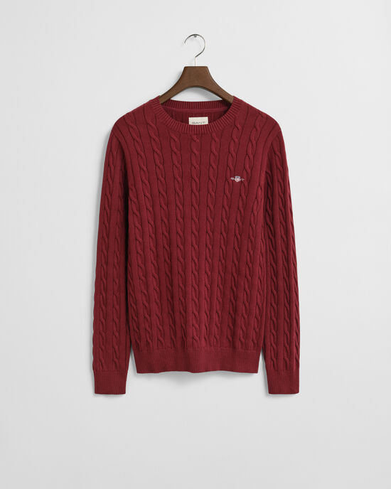 Puuvillainen palmikkoneulepusero, pyöreä pääntie