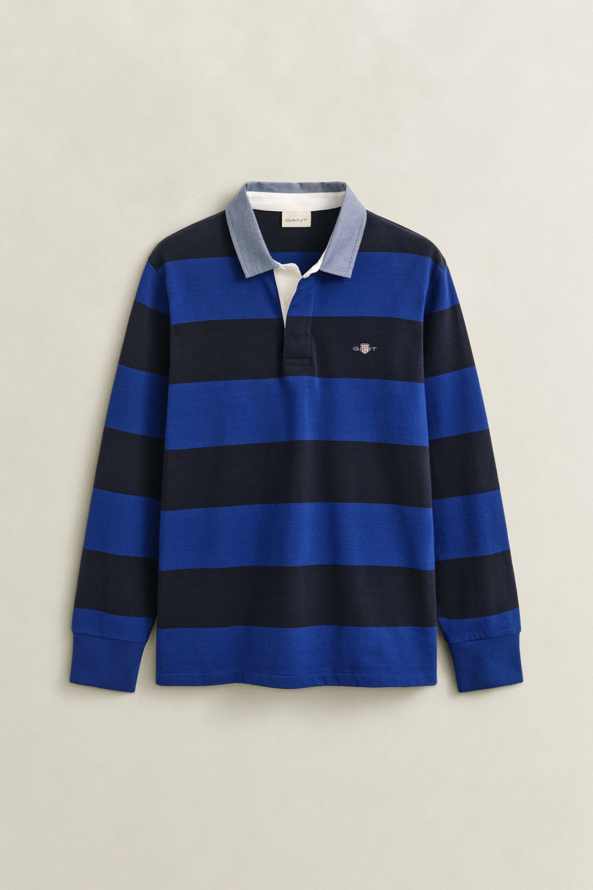 Raidallinen Heavy Rugger ‑paita chambray-kauluksella