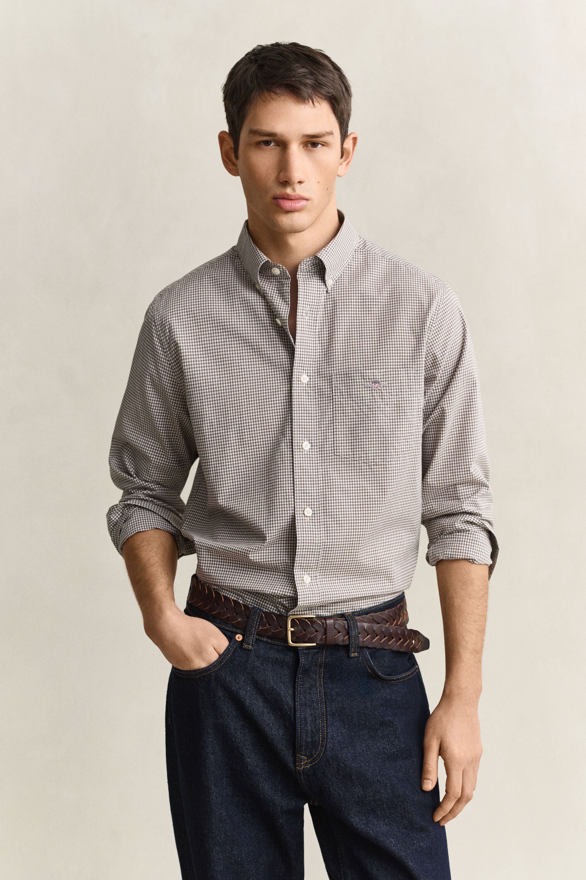 Gingham-ruudullinen Classic-popliinipaita