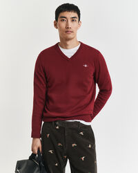 Klassinen puuvillaneulepusero, v-pääntie