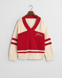 Puuvillainen GANT Varsity ‑v‑neulepusero