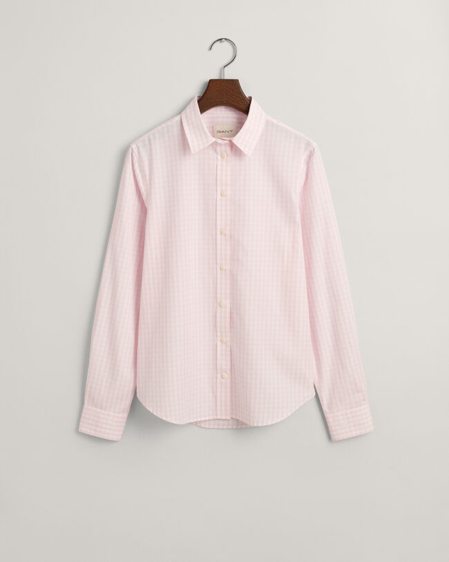 Regular fit ‑mitoitettu gingham-ruutuinen popliinipaita