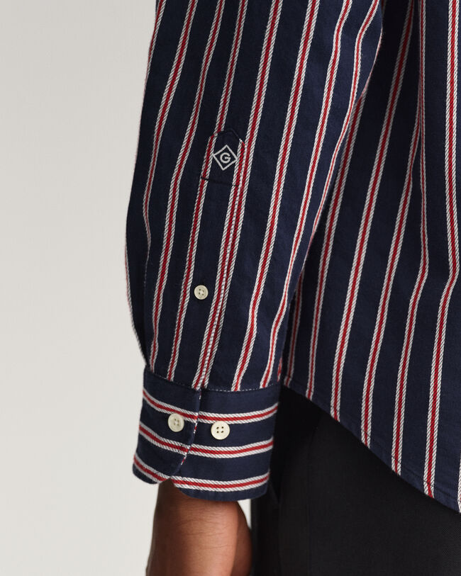 Relaxed fit ‑mitoitettu paita dobby-kudotuilla raidoilla