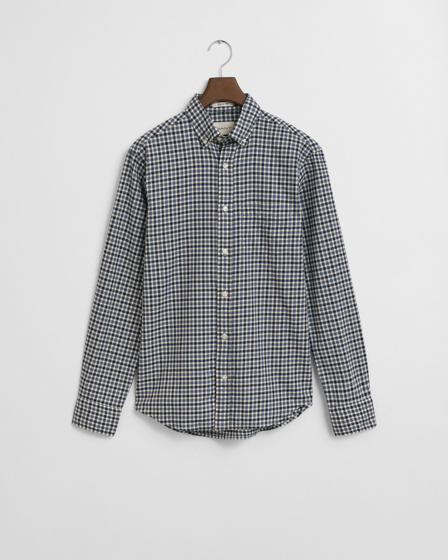 Regular fit ‑mitoitettu gingham-ruudullinen paita tvillikankaasta