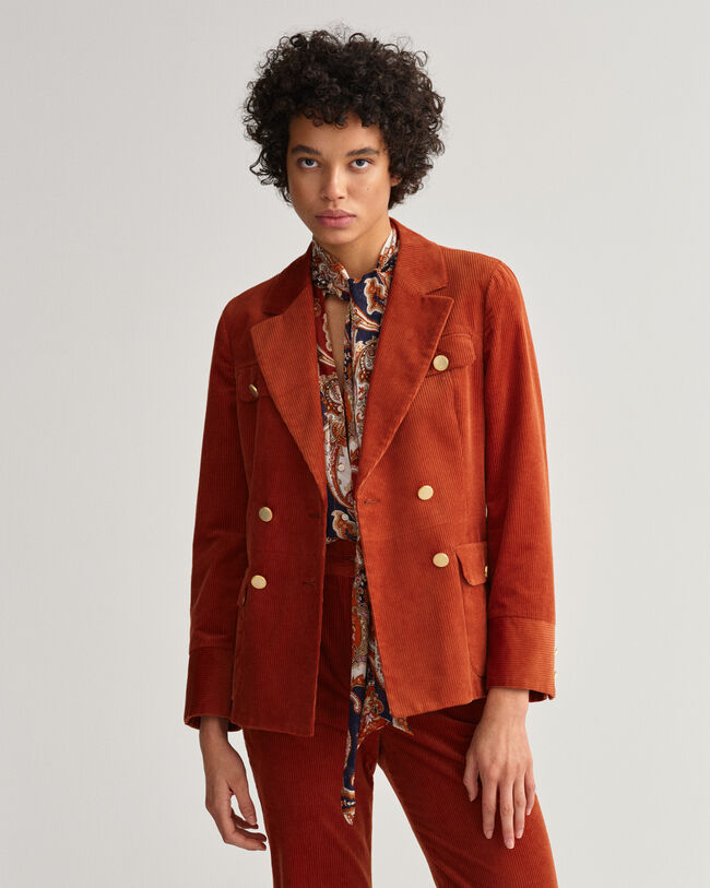 Slim fit ‑mitoitettu vakosamettibleiseri