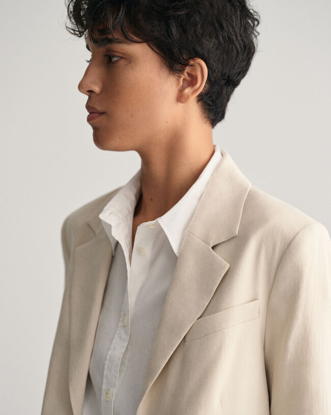 Regular fit ‑mitoitettu joustava pellavableiseri