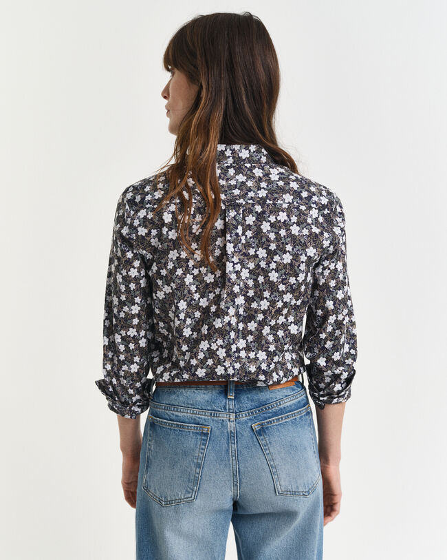 Regular fit ‑mitoitettu kukkaprinttipaita puuvillavoileesta