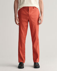 Slim&nbsp;fit ‑mitoitetut puuvilla-pellavaiset puvunhousut