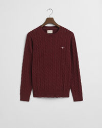 Puuvillainen palmikkoneulepusero, pyöreä pääntie