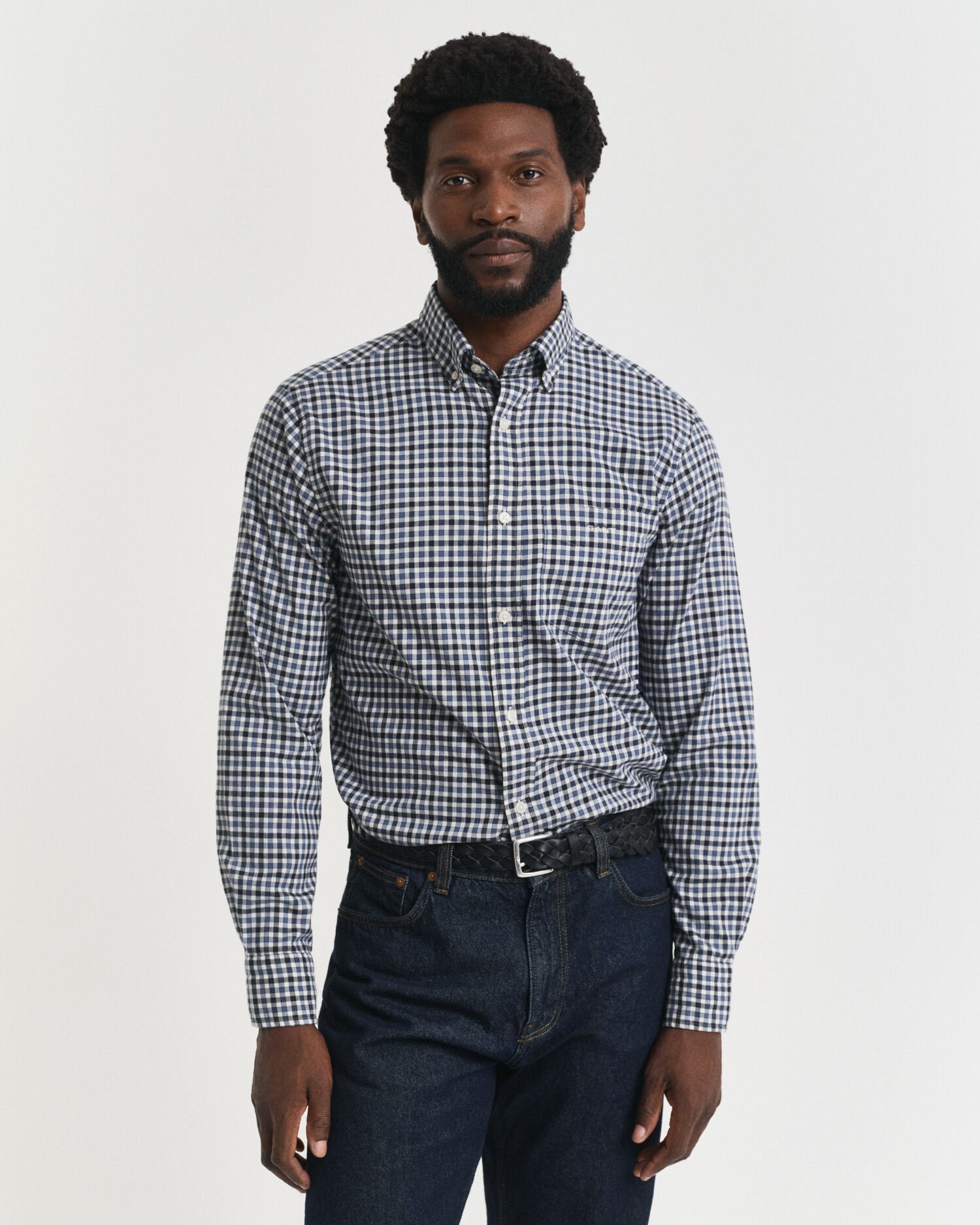 Regular fit ‑mitoitettu gingham-ruudullinen paita tvillikankaasta