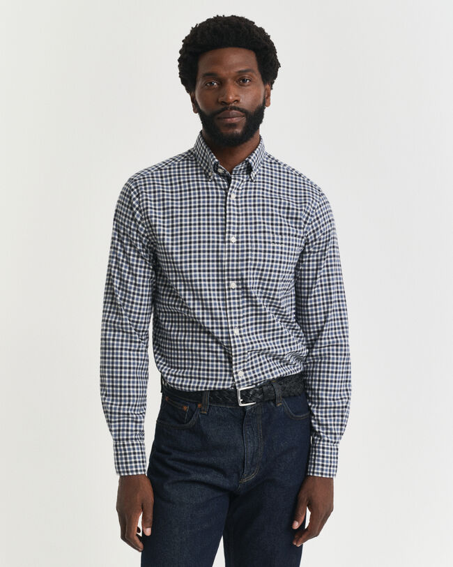 Regular fit ‑mitoitettu gingham-ruudullinen paita tvillikankaasta