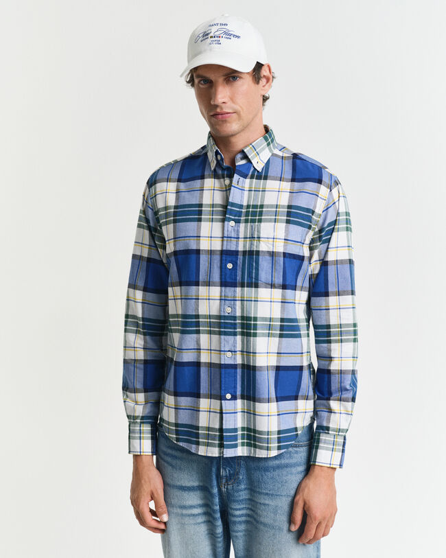 Regular&nbsp;fit ‑mitoitettu ruudullinen Archive-oxford-paita