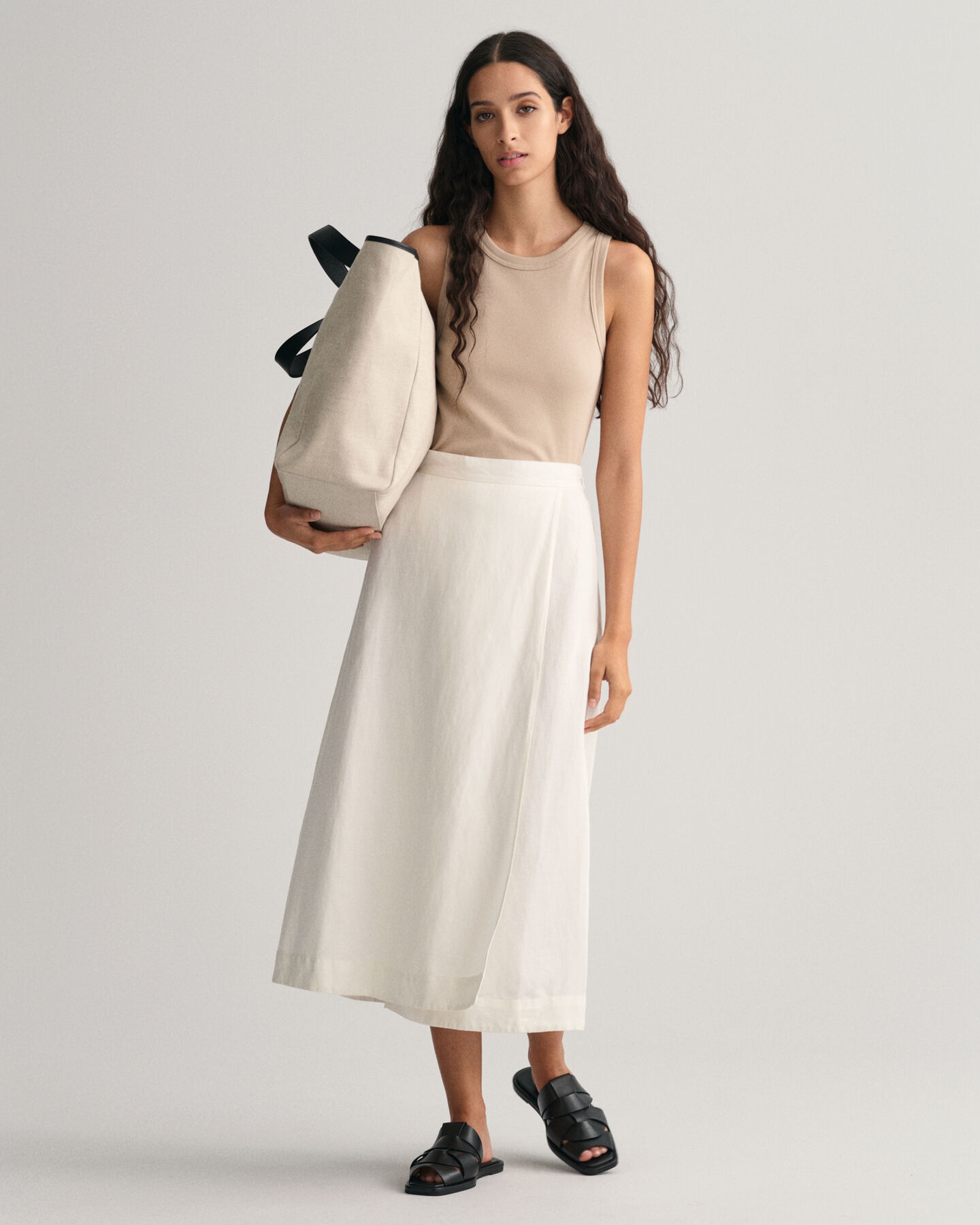 Midi-hame pellava-viskoosisekoitetta