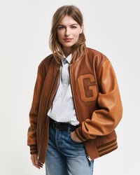 Nahkainen GANT Varsity Jacket ‑takki