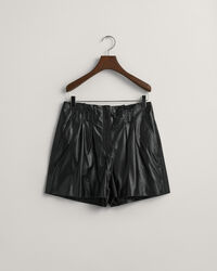 Pleated Leather Shorts