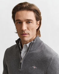 Casual-puuvillaneulepusero puolivetoketjulla