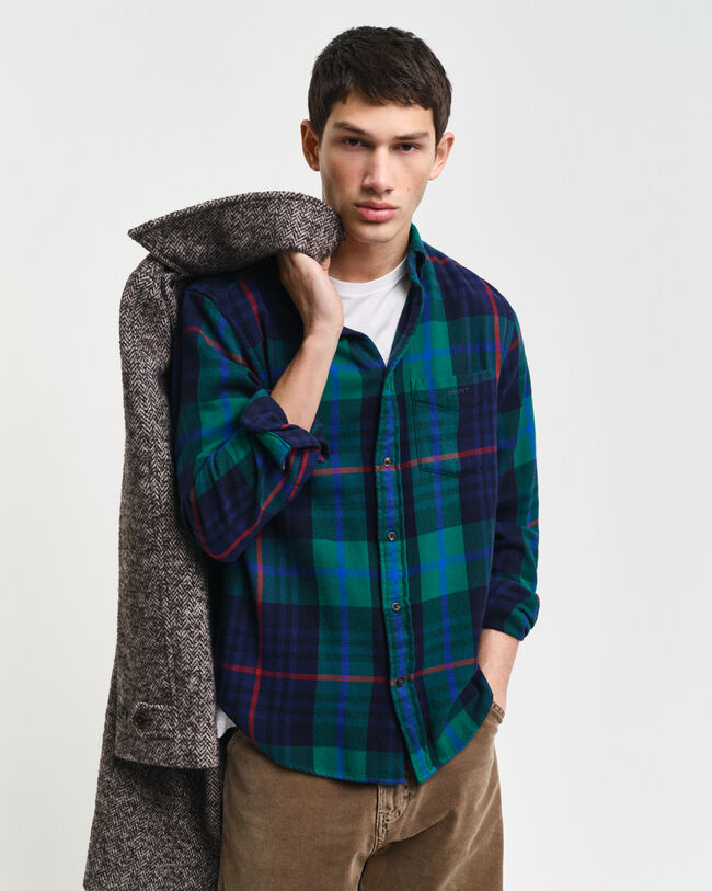 Regular&nbsp;fit ‑mitoitettu ruudullinen tvillipaita