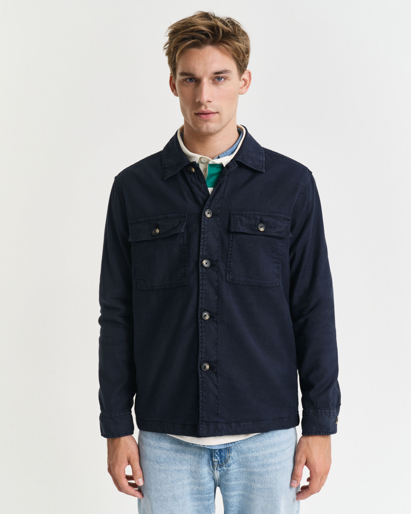 Regular fit ‑mitoitettu pusakka puuvilla-pellavaa