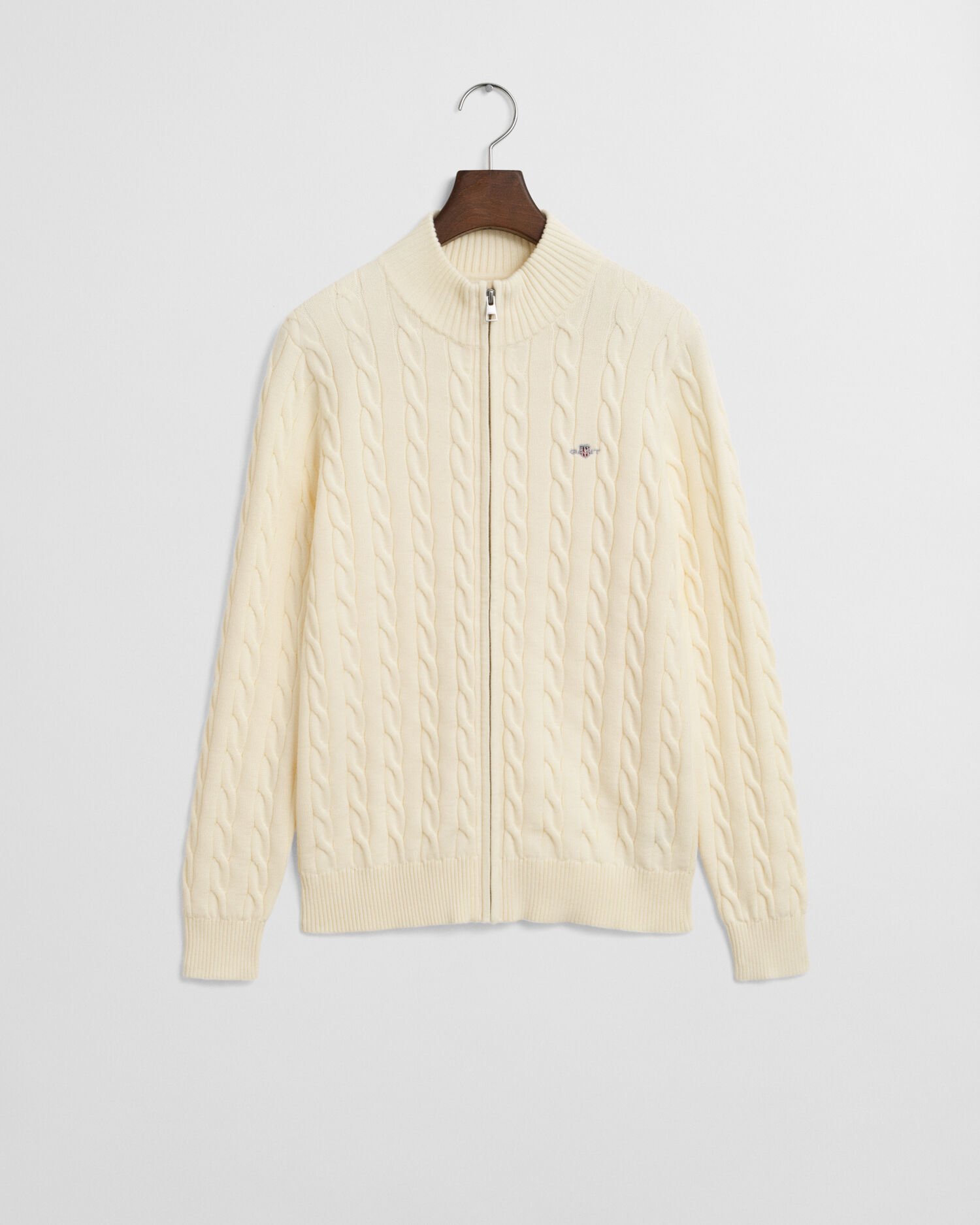 Teens-malliston puuvillainen vetoketjullinen palmikkoneuletakki