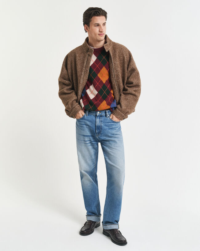 Argyle-neulepusero, pyöreä pääntie