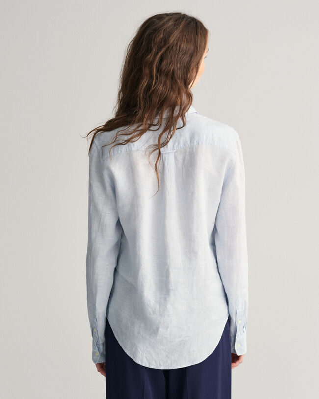 Regular fit ‑mitoitettu pellavainen chambray-paita