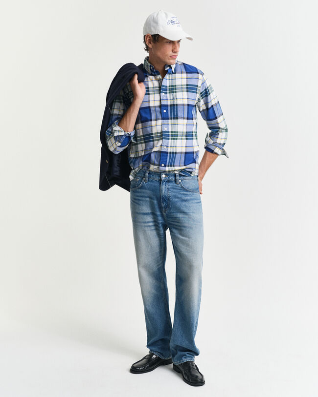 Regular&nbsp;fit ‑mitoitettu ruudullinen Archive-oxford-paita