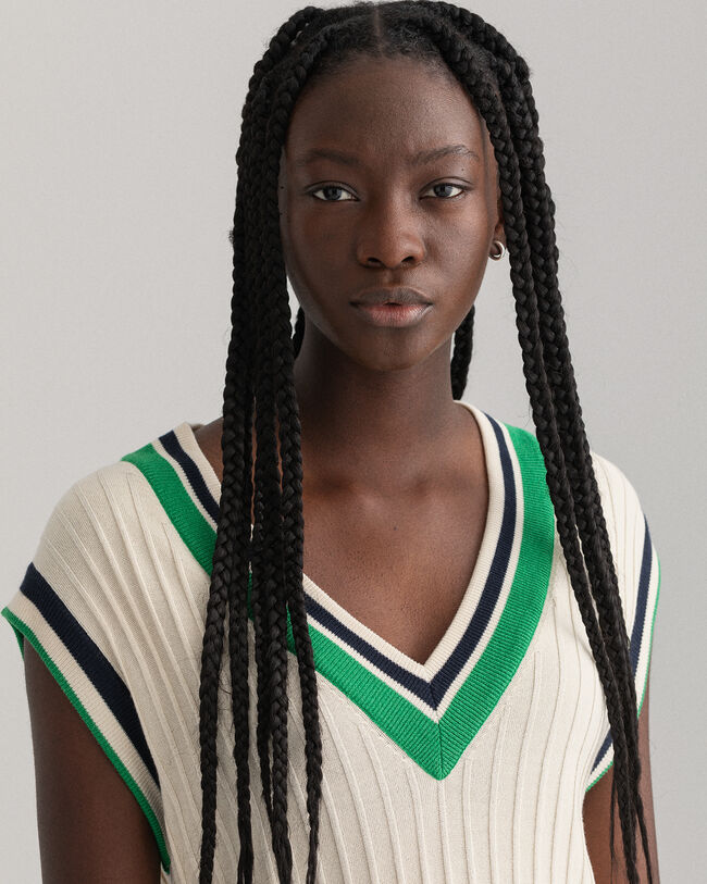 Raidallinen ribbineuleliivi