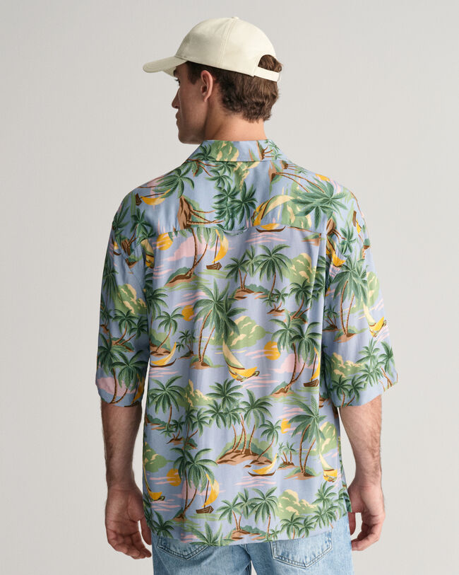 Relaxed fit ‑mitoitettu lyhythihainen Hawaiian Print -paita