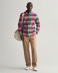 Regular fit ‑mitoitettu paita intialaisesta madrasruutukankaasta