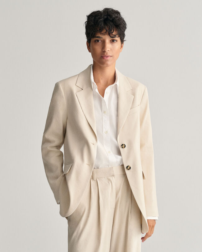 Regular fit ‑mitoitettu joustava pellavableiseri