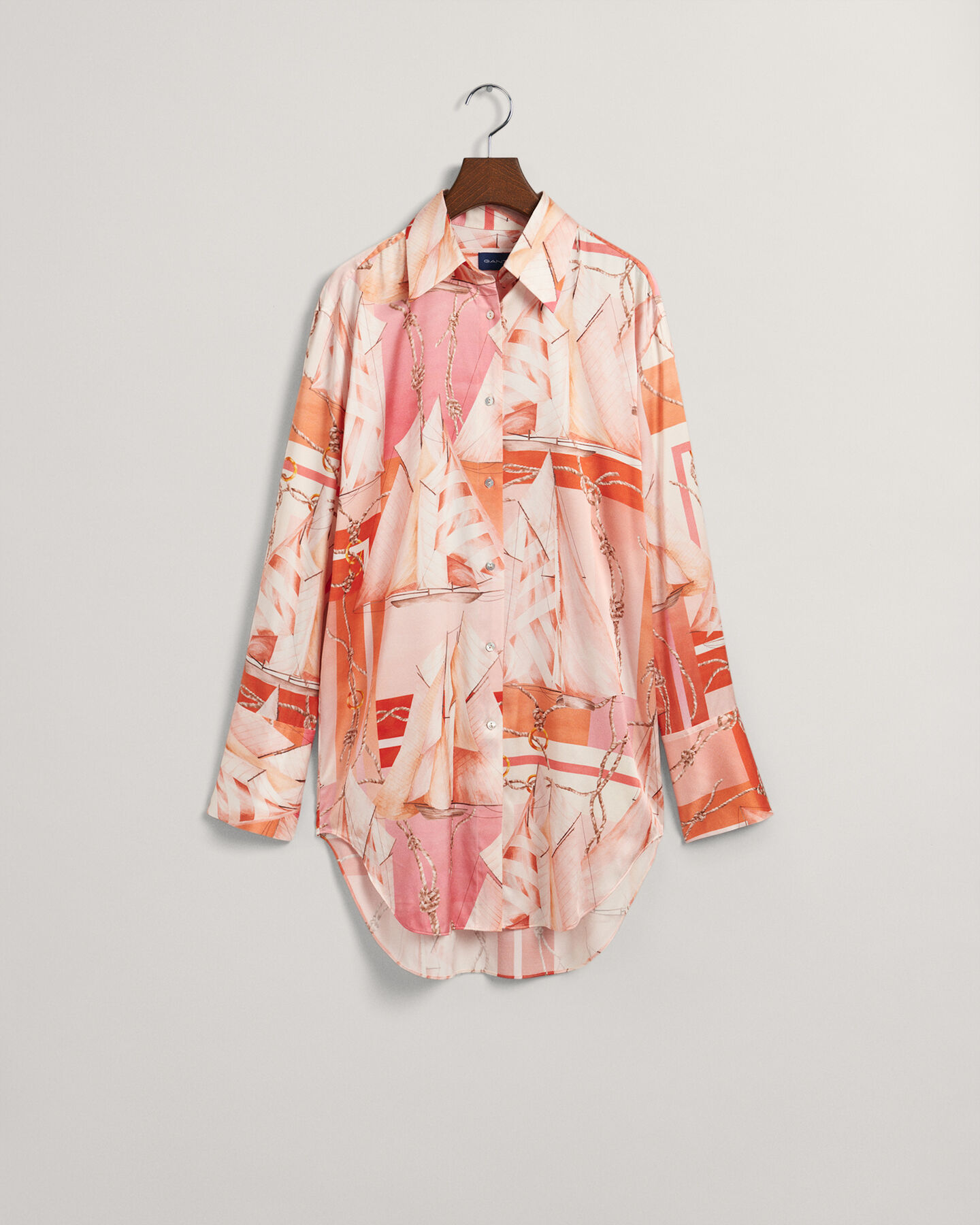 Relaxed fit ‑mitoitettu printtikuvioitu Sailing-silkkipaita