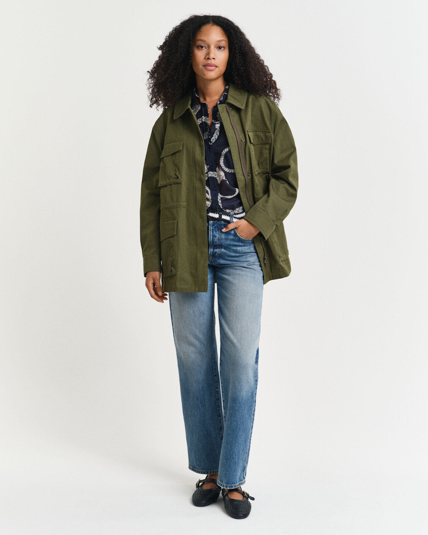 Regular fit ‑mitoitettu Sailing-printtipaita puuvilla-silkkiä