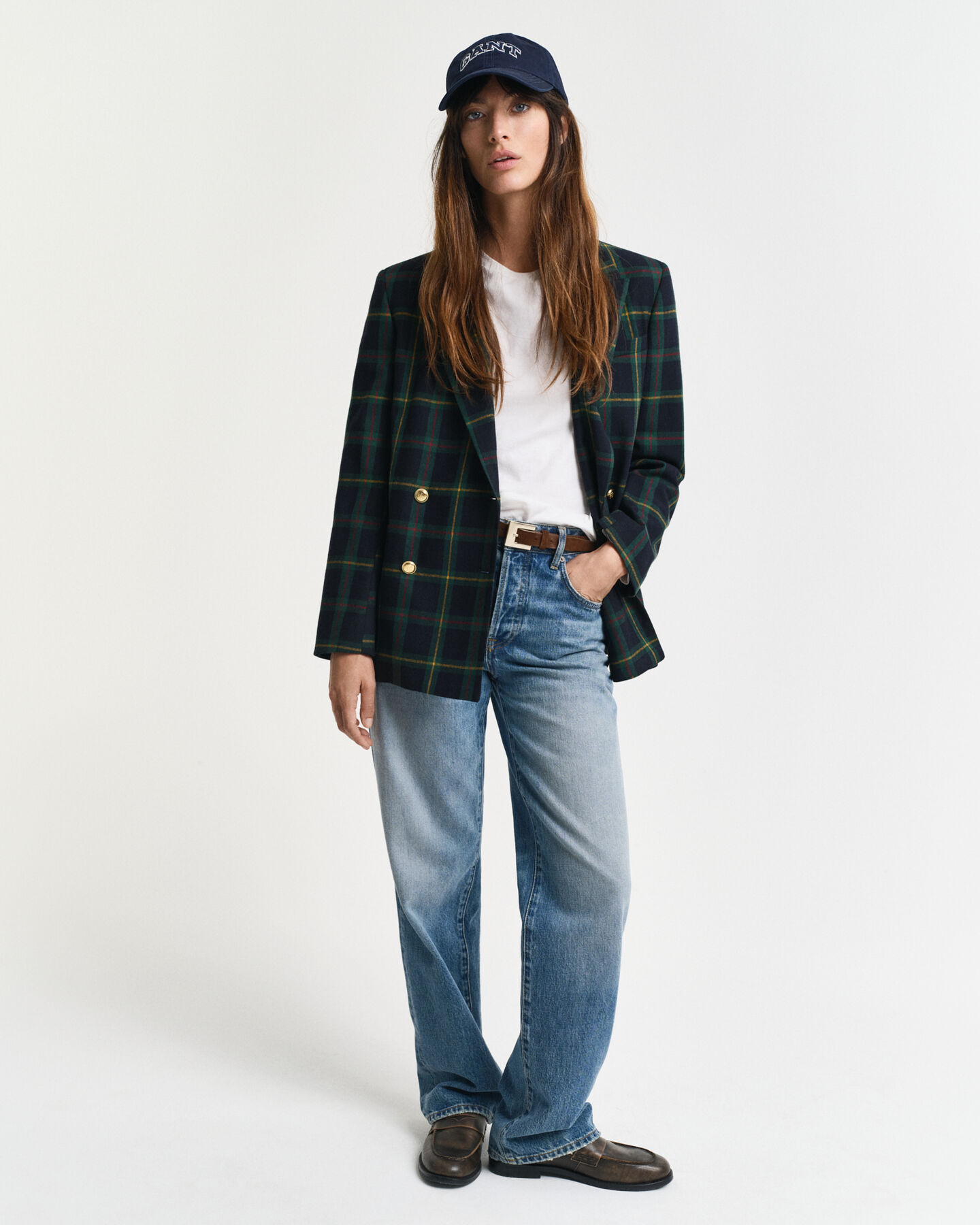 Regular fit ‑mitoitettu ruudullinen bleiseri